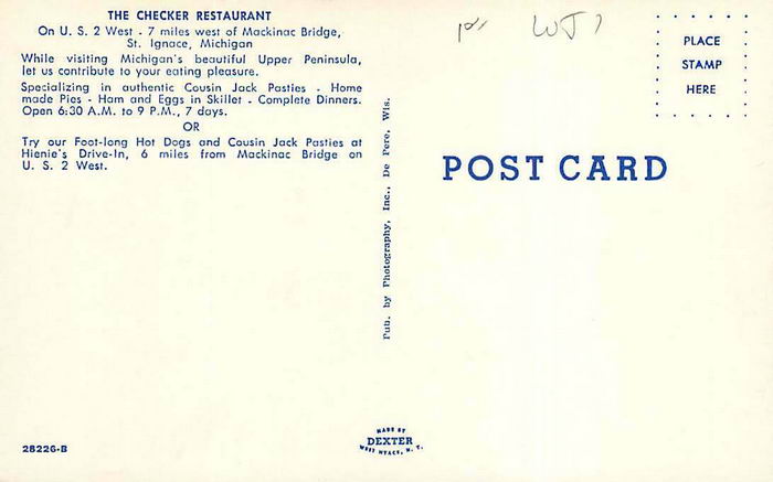 The Checker Restaurant - Old Postcard Photo